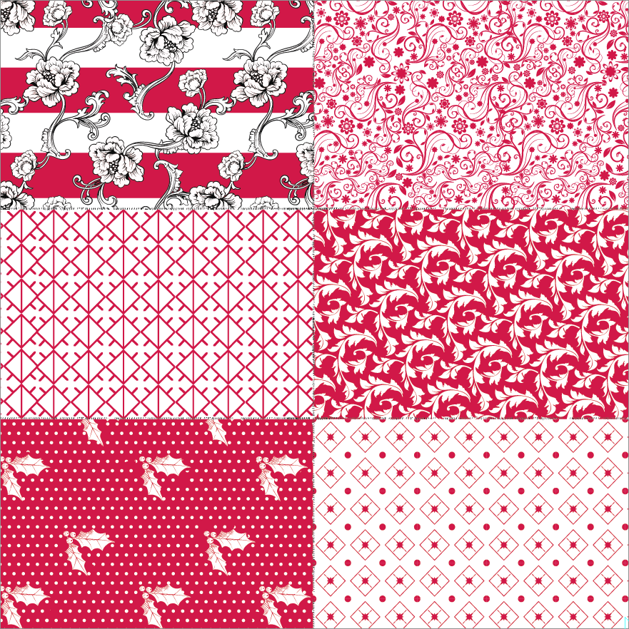 Red Patchwork on White Paper