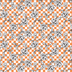 Orange Check Flower on White Paper