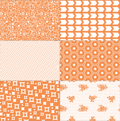 Orange Patchwork on White Paper