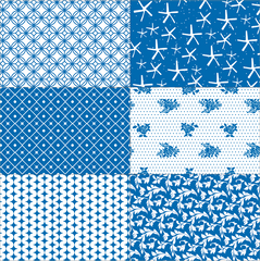 Royal Blue Patchwork on White Paper