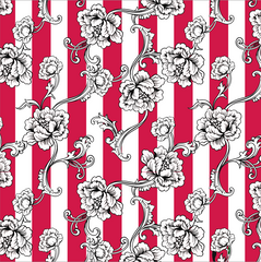Red Stripe Flower on White Paper