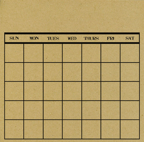 Black and Kraft Calendar Paper with Stamped Days of the Week