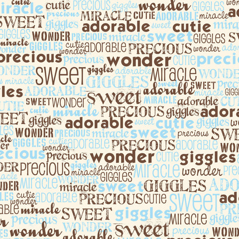 Baby Boy: Blue and Ivory Baby Words Paper