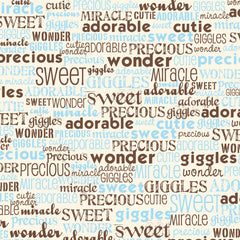 Baby Boy: Blue and Ivory Baby Words Paper