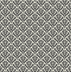 Black and Ivory Damask Paper