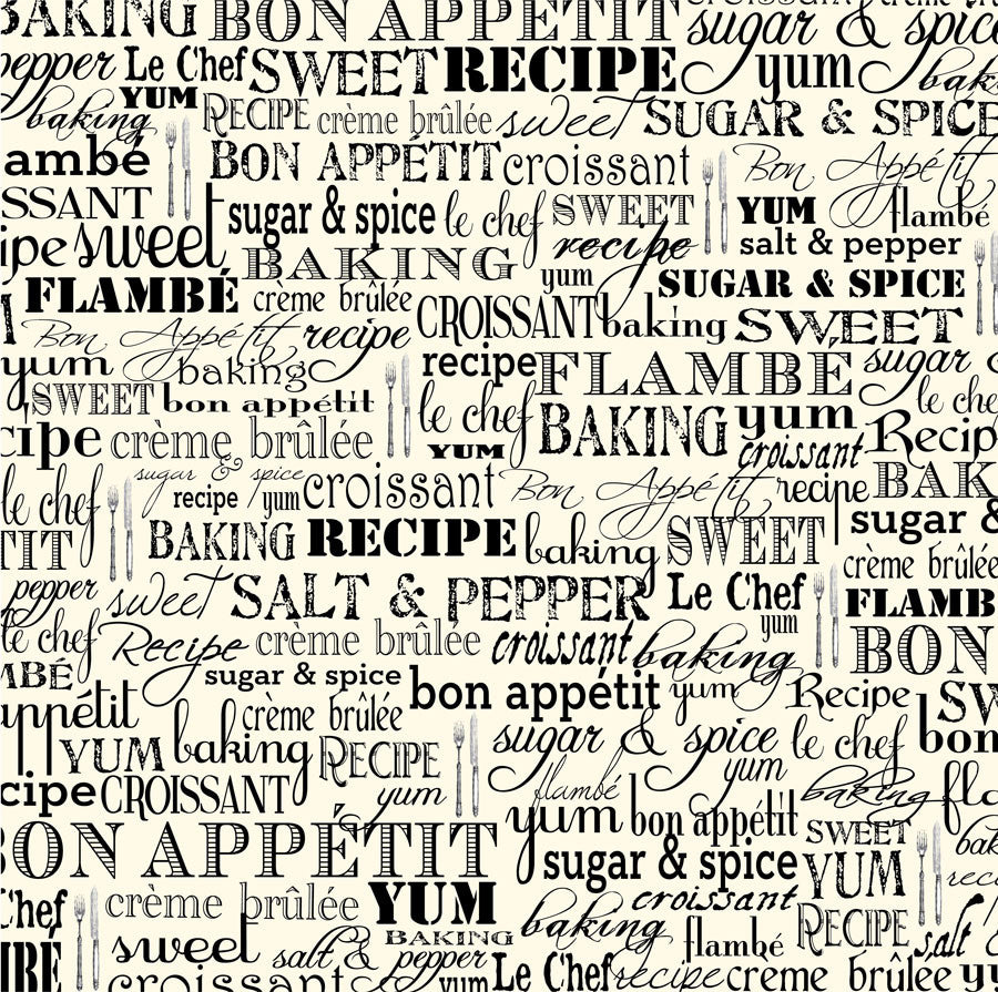Farmhouse Kitchen: Black & Ivory Bon Appétit Paper – 1320LLC