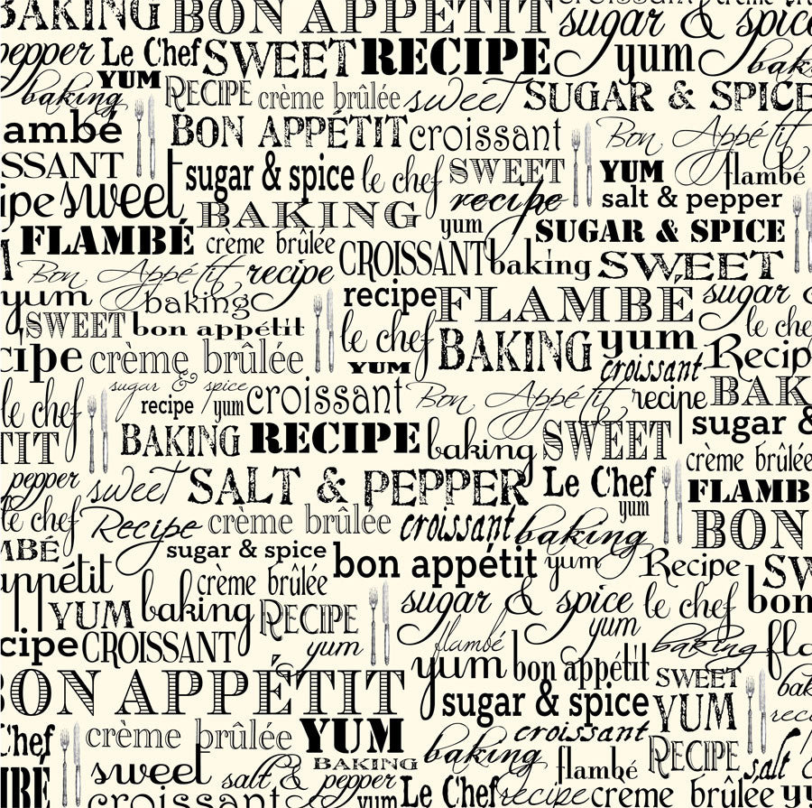 Farmhouse Kitchen: Black & Ivory Bon Appétit Paper