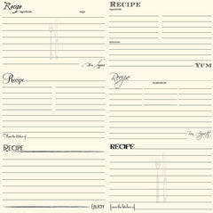 Black and Ivory Recipe Card Paper