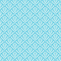 Turquoise and White Damask Rev Paper