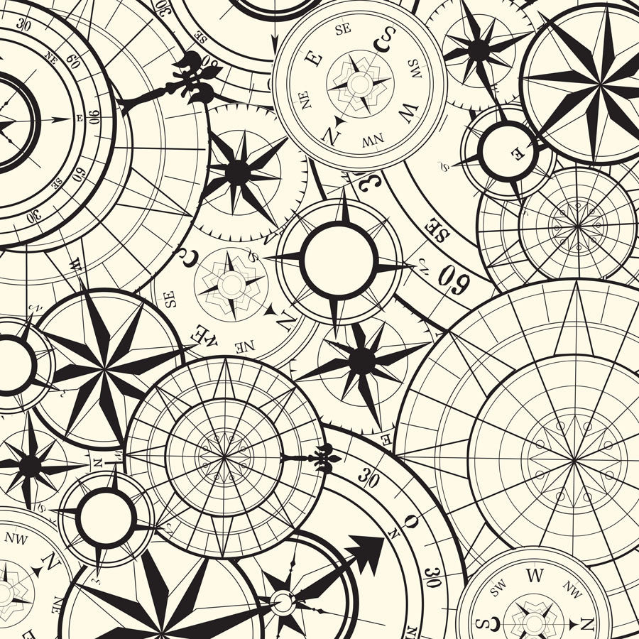 Nautical: Black and Ivory Compass Paper