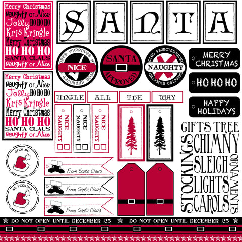 Christmas: Santa Sampler on White (Pack of 15 Sheets)
