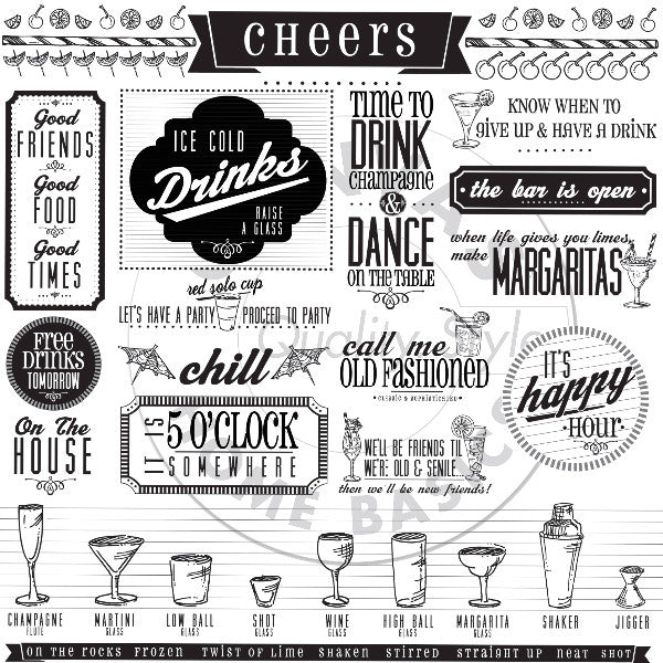 Mixology: Happy Hour Sayings Paper