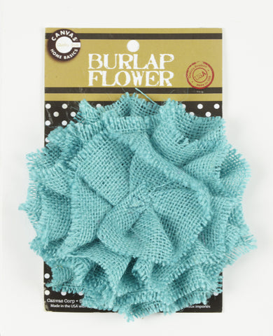 Burlap Flower - Aqua