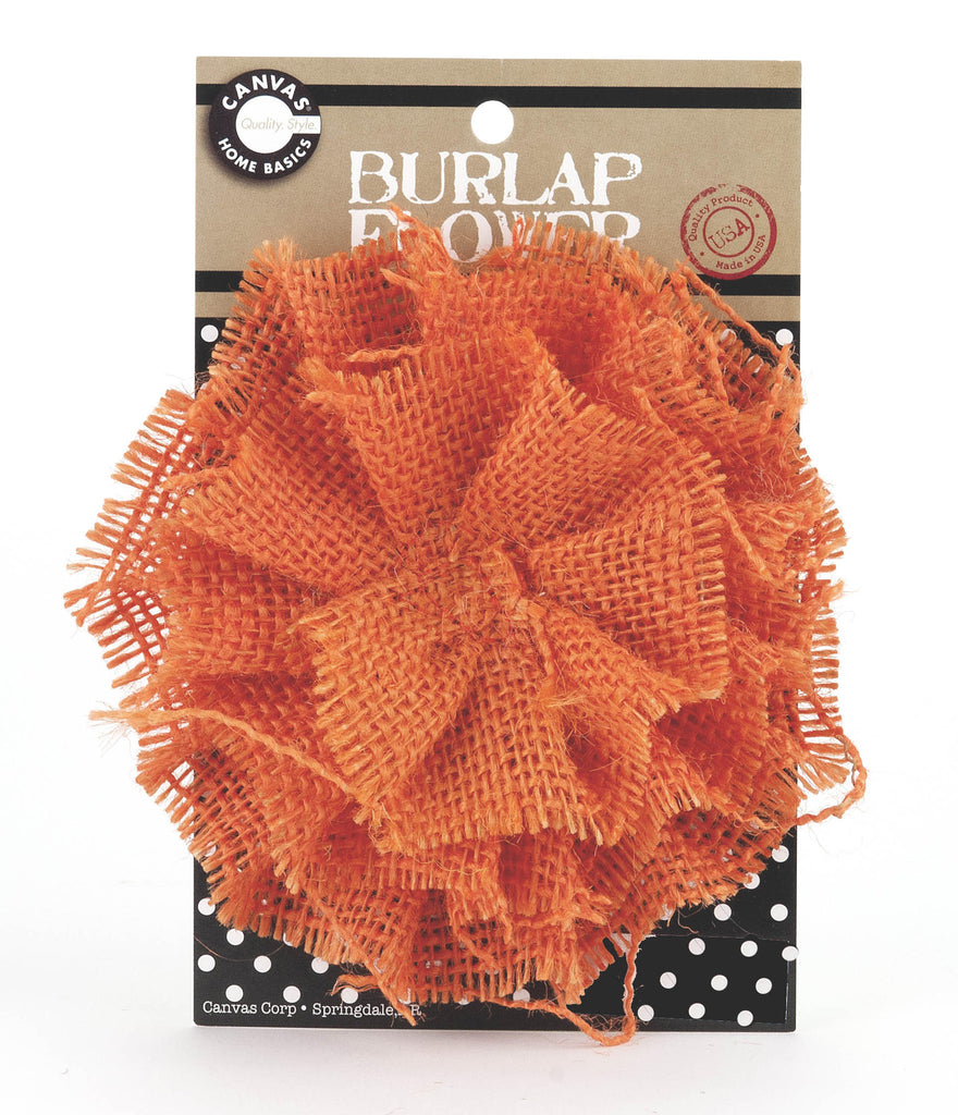 Burlap Flower - Orange