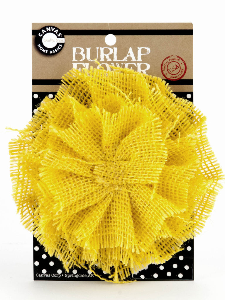 Burlap Flower - Yellow