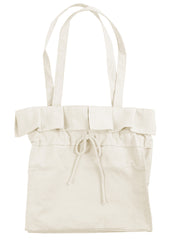 Canvas Bag - Canvas Large Tote with Drawstring and Ruffle
