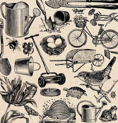 Fabric Panel - The Watering Can Garden Fabric