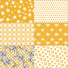 Gold Patchwork on White Paper