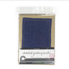Stitched Greeting Cards - kraft with denim