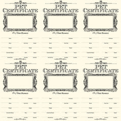 Heirloom Collection:  Pet Certificate Cards Paper