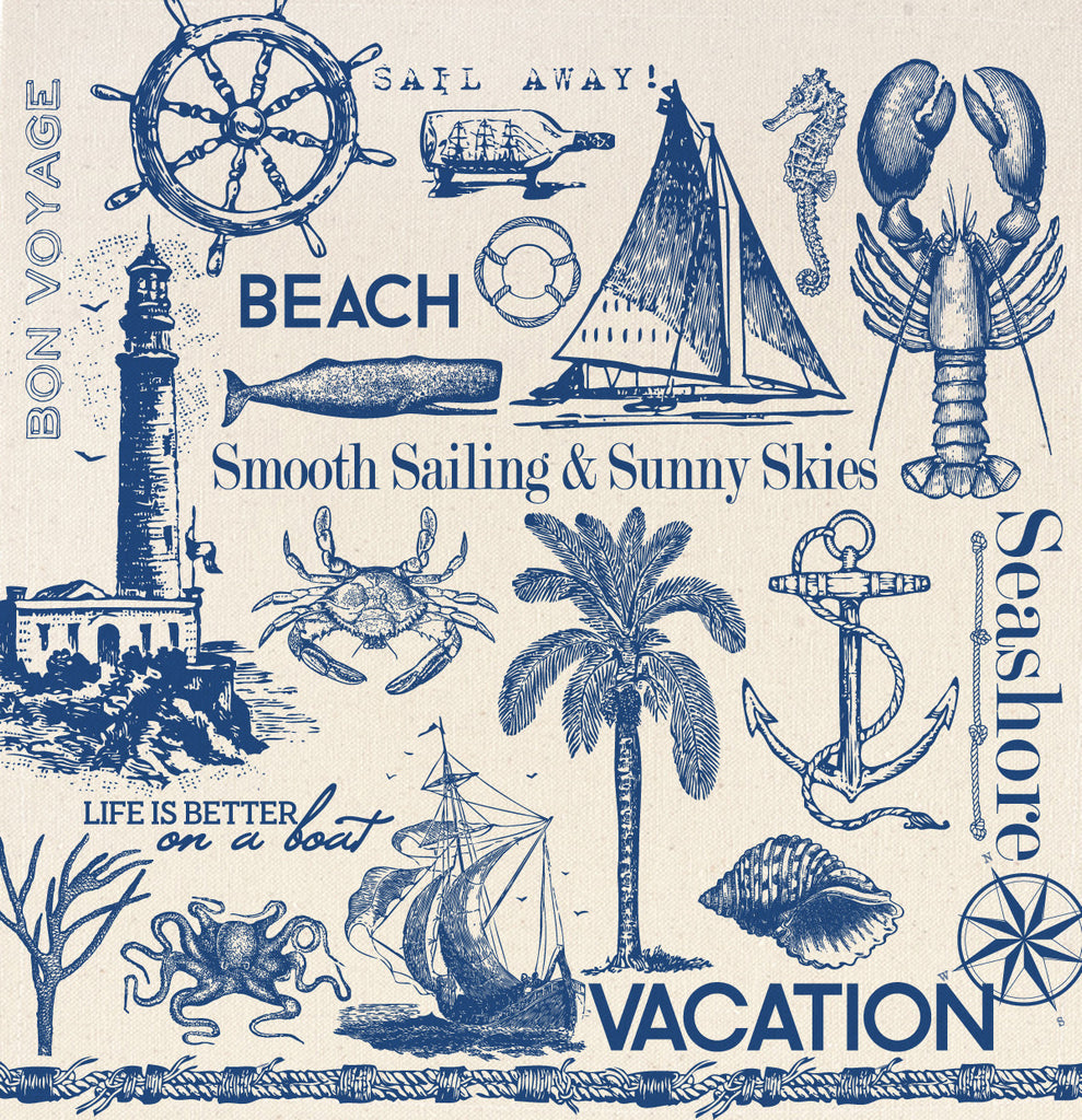 12x12 Printed Canvas Sheet - Sails and Shells
