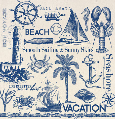 12x12 Printed Canvas Sheet - Sails and Shells