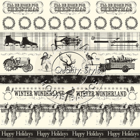 Farmhouse Christmas Stripe on Ivory Paper