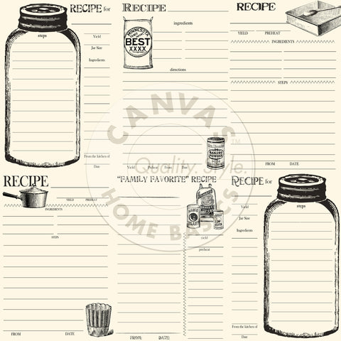 Farmhouse Kitchen: Bake and Can Recipe Cards on Ivory Paper