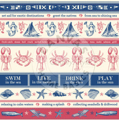 Nautical: Sails and Shells Stripe on Ivory Paper