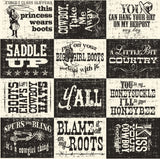 Boots and Saddle Sayings on Ivory Paper
