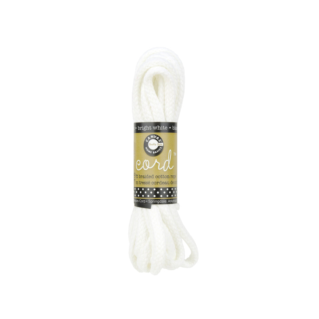 Cord - Braided Cotton Rope: Bright White 9'