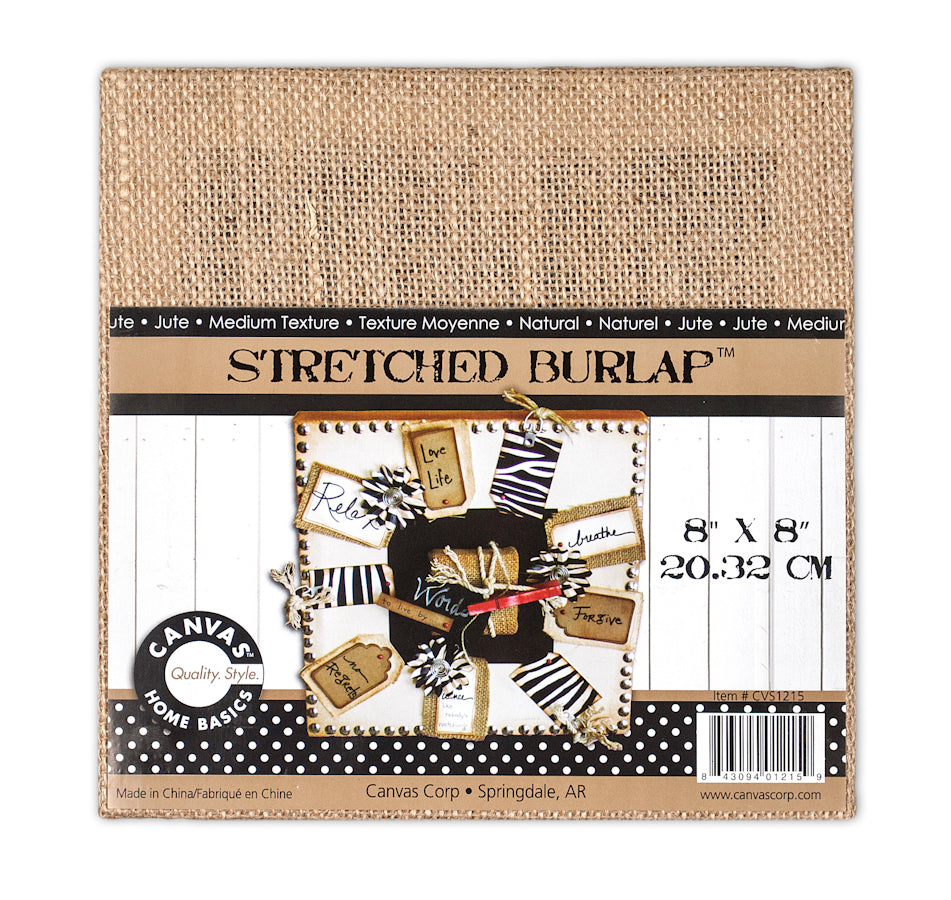 square burlap stretched