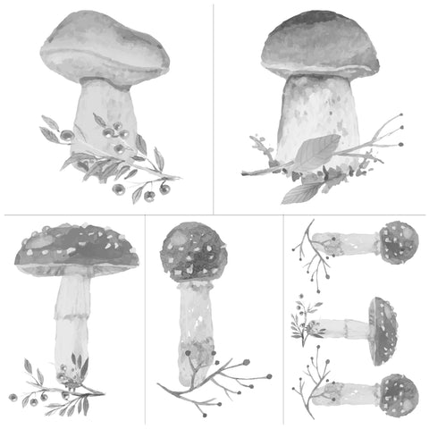 Mixed Media Origins Mini Art - The Mushrooms - Watercolor Style