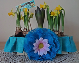 spring basket canvas corp burlap flower teal